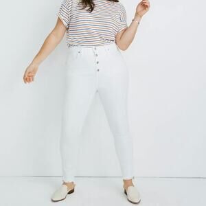Madewell Button Fly Skinny Denim Jeans White Size 36/Women's 22 Plus Petite NEW